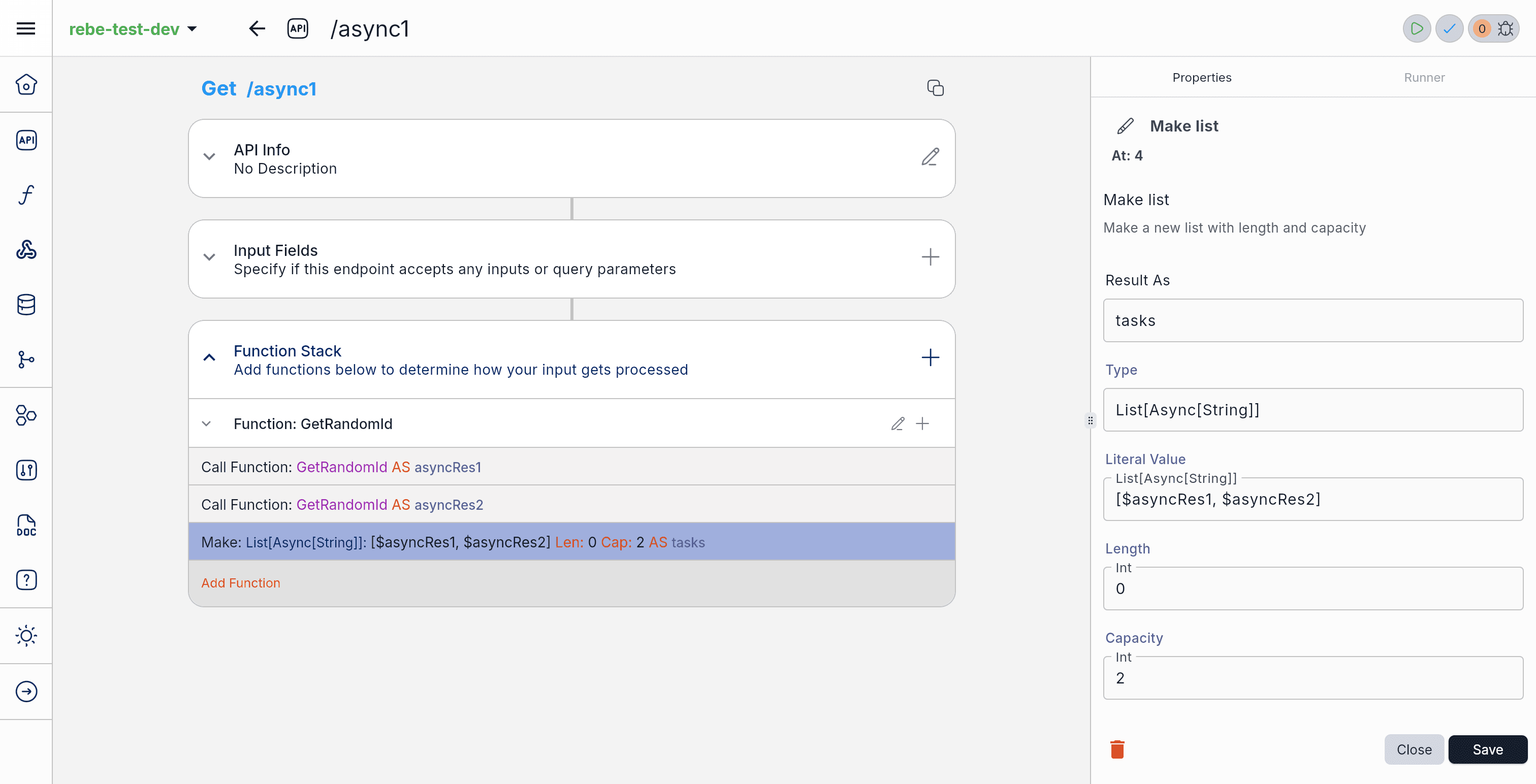 Creating a list of async values